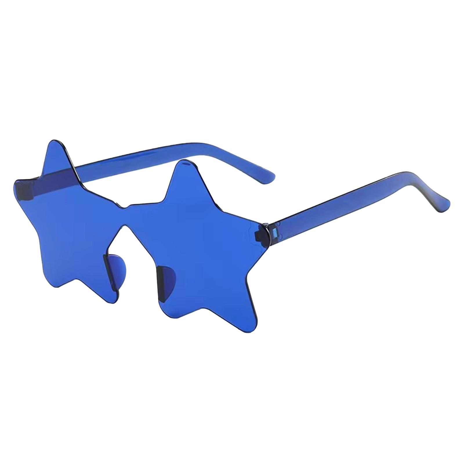 Randlose Sonnenbrille in Sternform, transparente Sonnenbrille in Bonbonfarbe, Party-Sonnenbrille für Mädchen, Jungen, Frauen One Size dunkelblaue