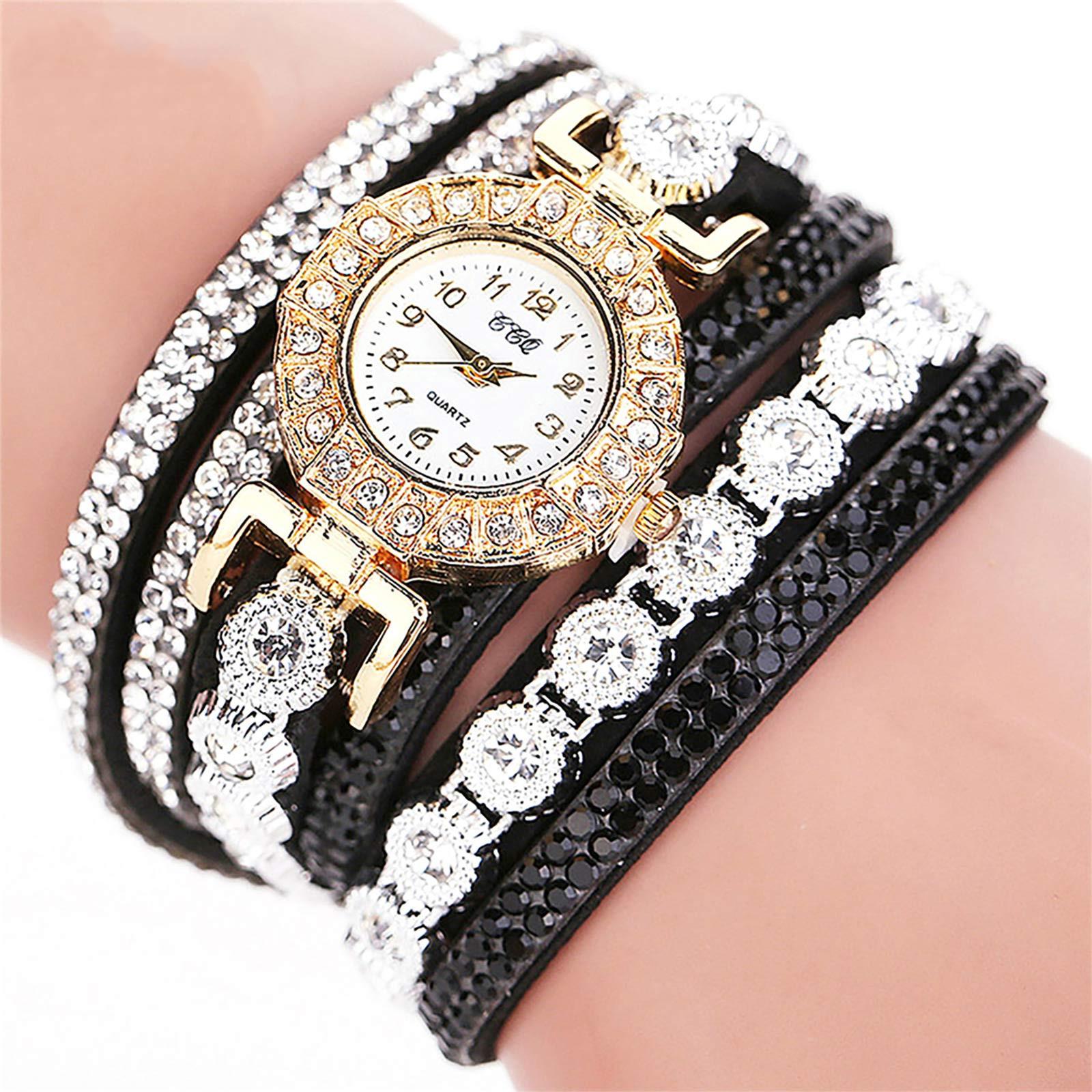Neuer Stil – kleine Uhr mit Diamant, runde Armbanduhr, Studentenmode, lässige Damen-Armbanduhr One Size schwarz