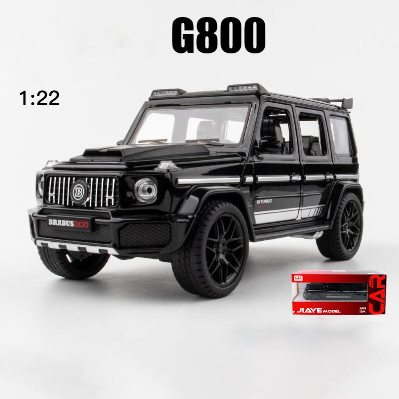 1:Maßstab 22: Benz G800 Legierungsdruckguss-Modellauto, zurückziehbares Spielzeugfahrzeug mit Licht und Sound als Geschenk für Jungen und Erwachsene 1/22-21.5x9.3x9.3cm schwarz
