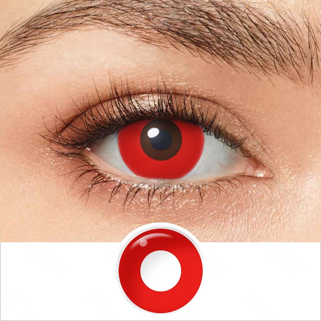 Sharingan Eye Halloween Kontaktlinsen 1 Paar jährliche rote Cosplay Kontaktlinsen weiße Blindaugenlinsen Augenkontakte für Anime-Zubehör Yuhi Kurenai