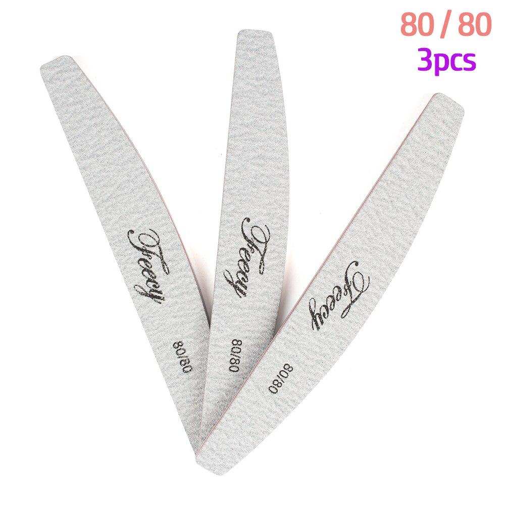 3Pcs Doppel Seiten Nagel Datei Schleifpapier Stark Dicke Professionelle Nagel Dateien Puffer Für Maniküre Half Moon Schleifen Kalk Werkzeug