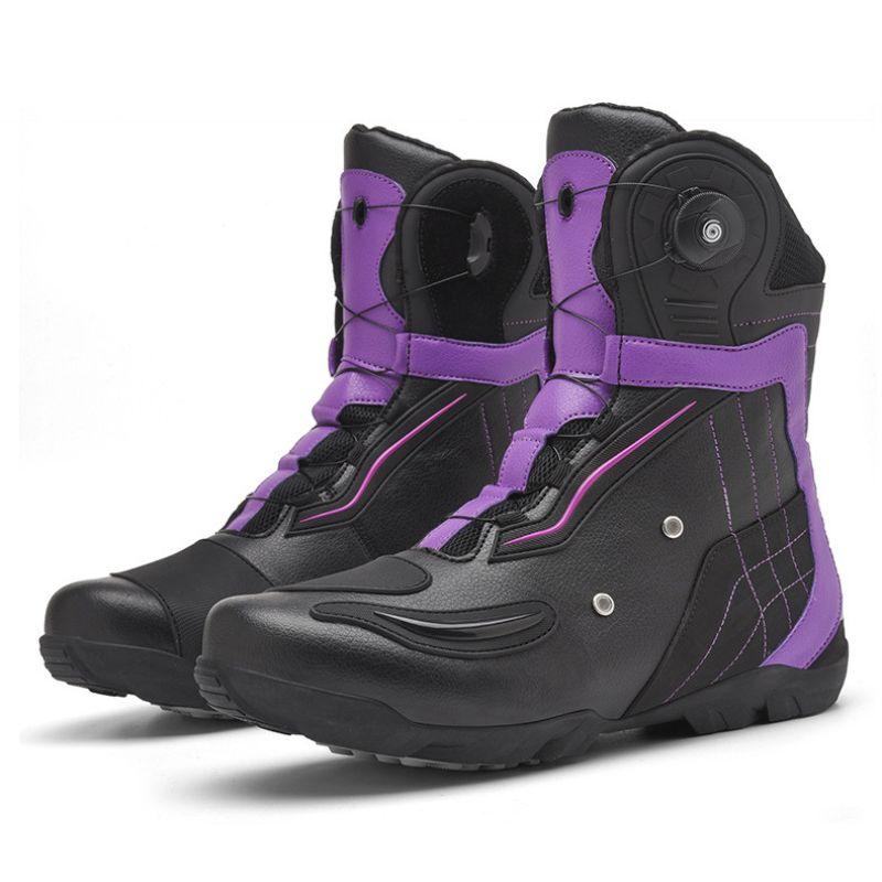 Retro Motorradschuhe Herren Motocross Stiefel Wasserdichte Urban Riding Schuhe Schwarze Motorradfahrerstiefel Leder Motorradzubehör 42 violett