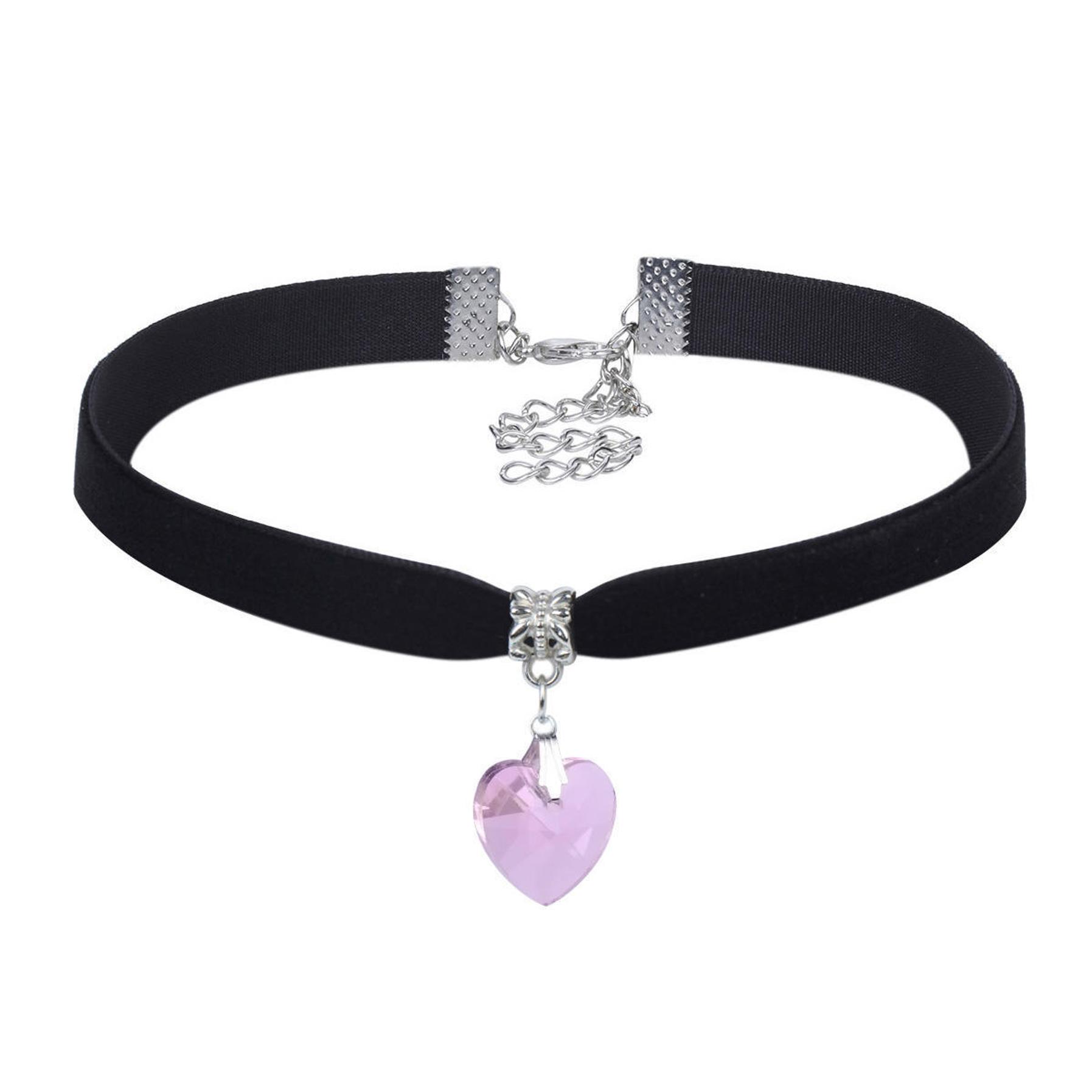 Trendige Choker-Halskette aus Samt, Punk-Retro-Gothic-Halskette für Damen rosa