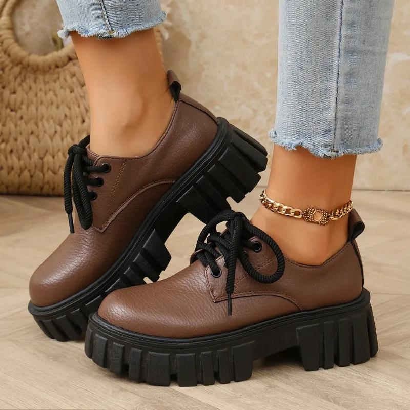 Schuhe Damen Übergröße Slipper Damen High Heels Plateau Büro Pumps Damen Runde Zehen Mittelhohe Absätze Schnürschuhe Damen 38 braun