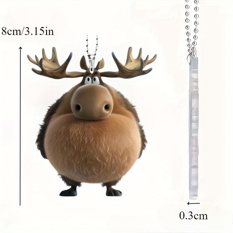 Niedlicher Elch, 2D-Ornament aus Acryl zum Aufhängen, Autospiegel-Dekoration, mehrere Schlüsselanhänger und Taschenzubehör, Weihnachtsdekoration