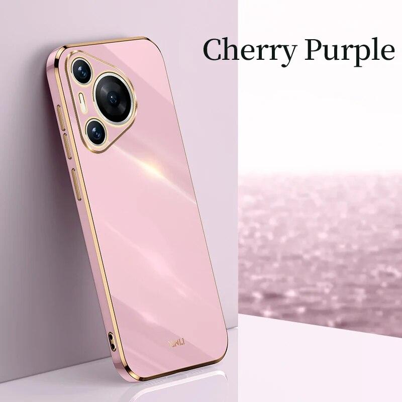 Luxuriöse, quadratische Telefonhülle mit Überzug für Huawei Pura 70 Pro, weiche, stoßfeste Schutzhülle aus Silikon für Huawei Pura 70 Pro+, Huawei Pura 70 Ultra For Pura 70 Pro violett