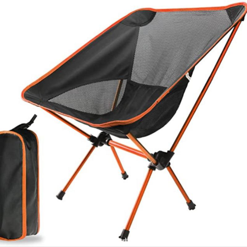 Ultraleichter tragbarer Campingstuhl, zusammenklappbarer Strandstuhl, Terrassen-Esszimmerstuhl mit Tragetasche für Outdoor-Wanderungen, Angeln, Picknick im Hinterhof, Reisen orange