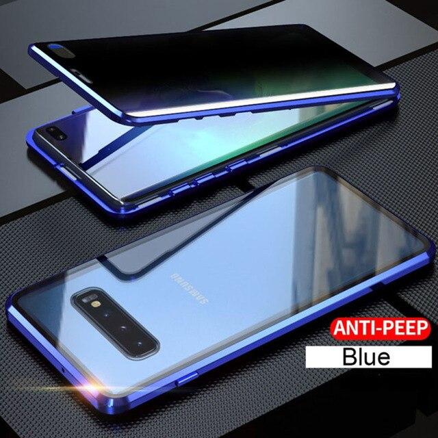 Privatsphäre Anti Peeping Metall Magnetische Doppelseitige Glas Fall Für Samsung S20 S21 S10 S9 S8 Hinweis 20 10 9 8 Plus Ultra A71 A51 A70 Galaxy A71 4G blau