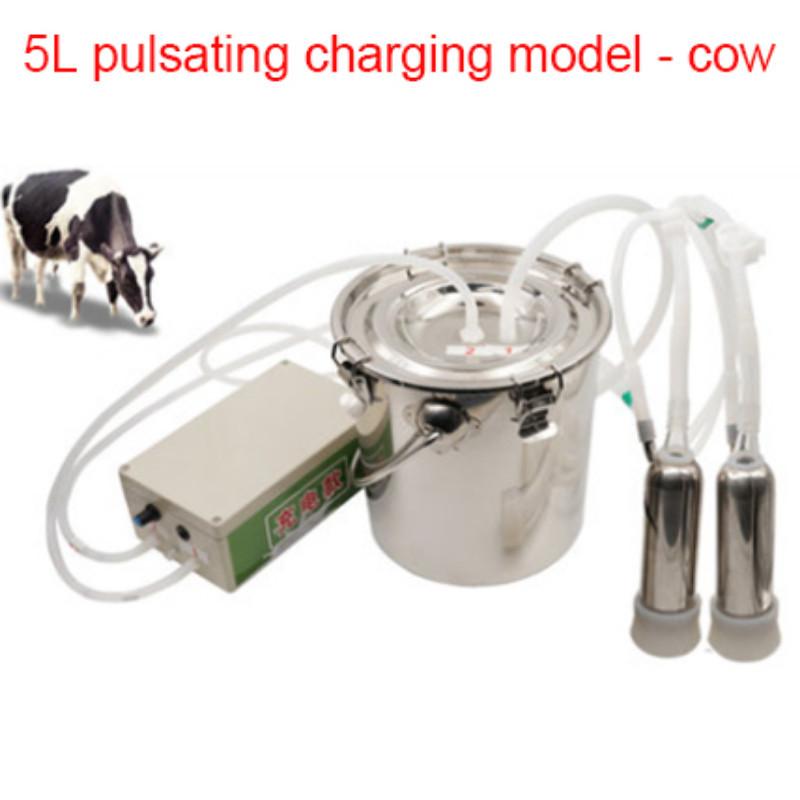 3L/5L Melkmaschine, automatisch, elektrisch und pulsierend, für Bauernhofkühe, Ziegen, Schafe, Vakuumpumpe, Melkeimer aus Edelstahl