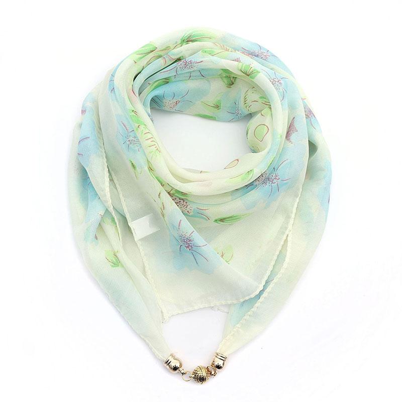 Damen Bedruckt Mode Magnetverschluss Halskette Anhänger Sommer Frühling Chiffon Seide Schal Halskette Accessoires Muttertagsgeschenke