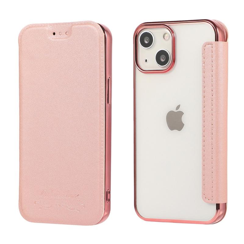 Leder Flip Phone Cover Clear Back Slim Phone Bumpers Schutzhülle für iPhone 16 Pro 15 14 Pro Max 13 12 Pro 11 Pro MAX XR X 8 iPhone 12 rose gold