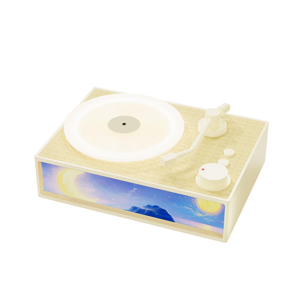 Drahtloser BT-Lautsprecher Aroma Desktop Record Player Lautsprecher LED Nachtlicht mit 10ml ätherischem Öl für beige