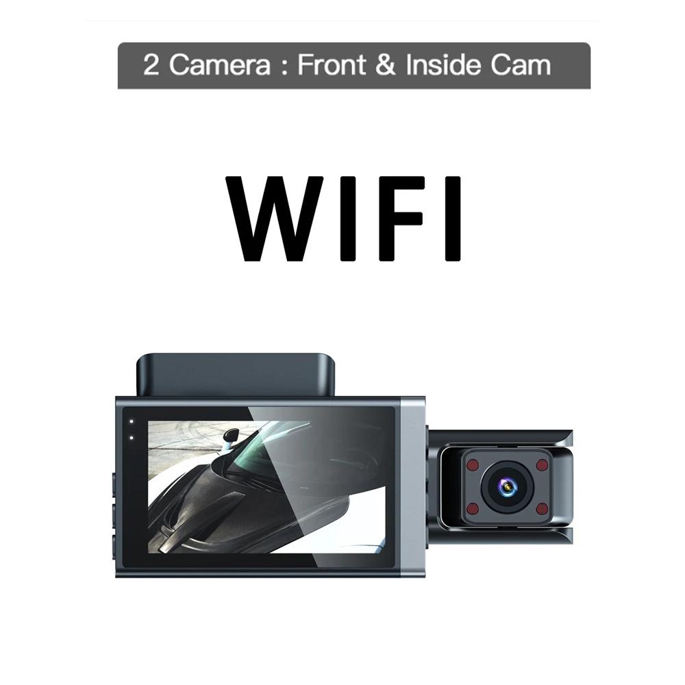 4K Dashcam 3-Kanal-Auto-DVR, Vorder- und Rückfahrkamera, WIFI-Videorecorder, Parkmonitor, Black Box, Nachtversion, Dashcam für Autos 2 lens+WiFi