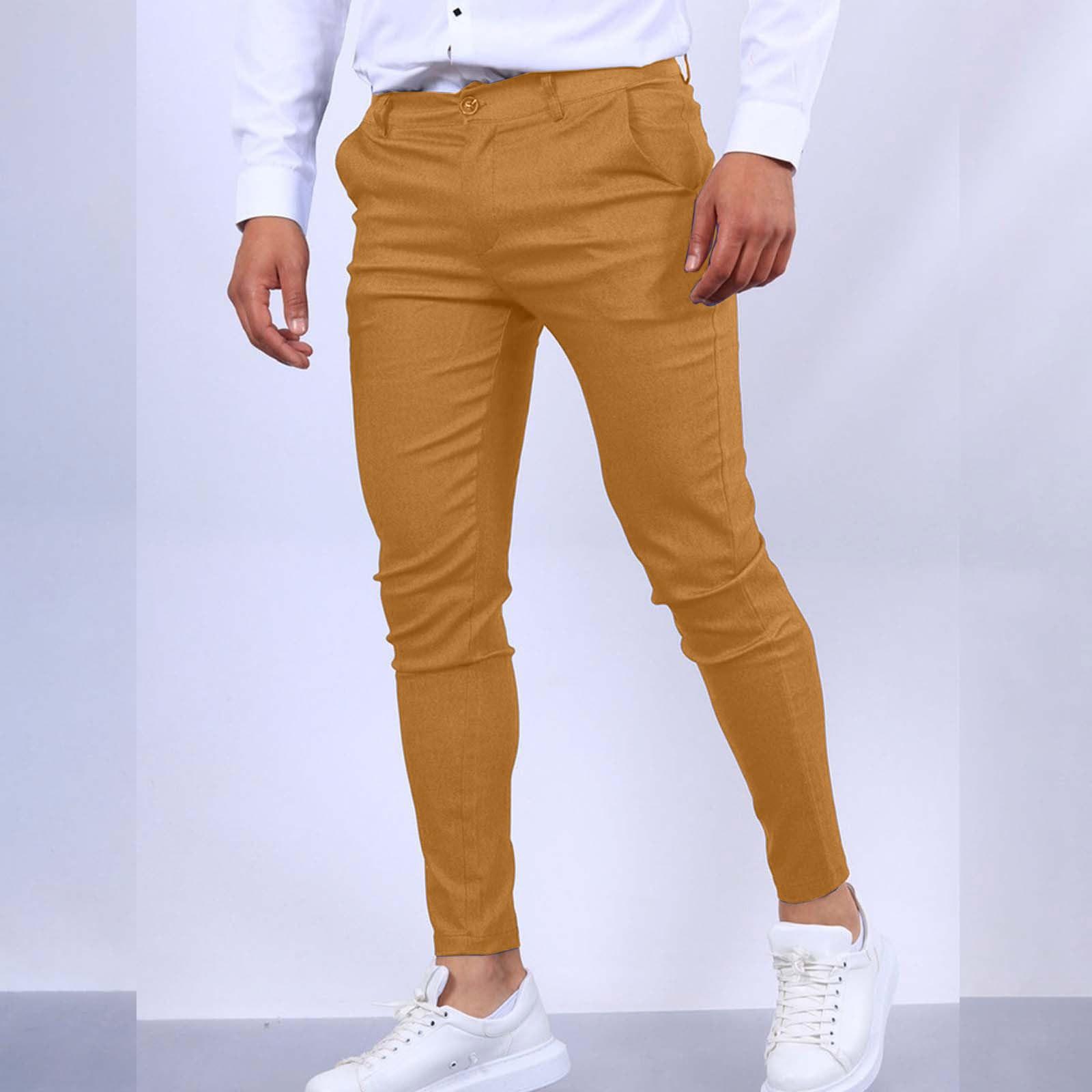 Herren Cargo Hose Hose Lässig Jogger Anzughoser Mit Hose Slim Hose XXL safrangelb