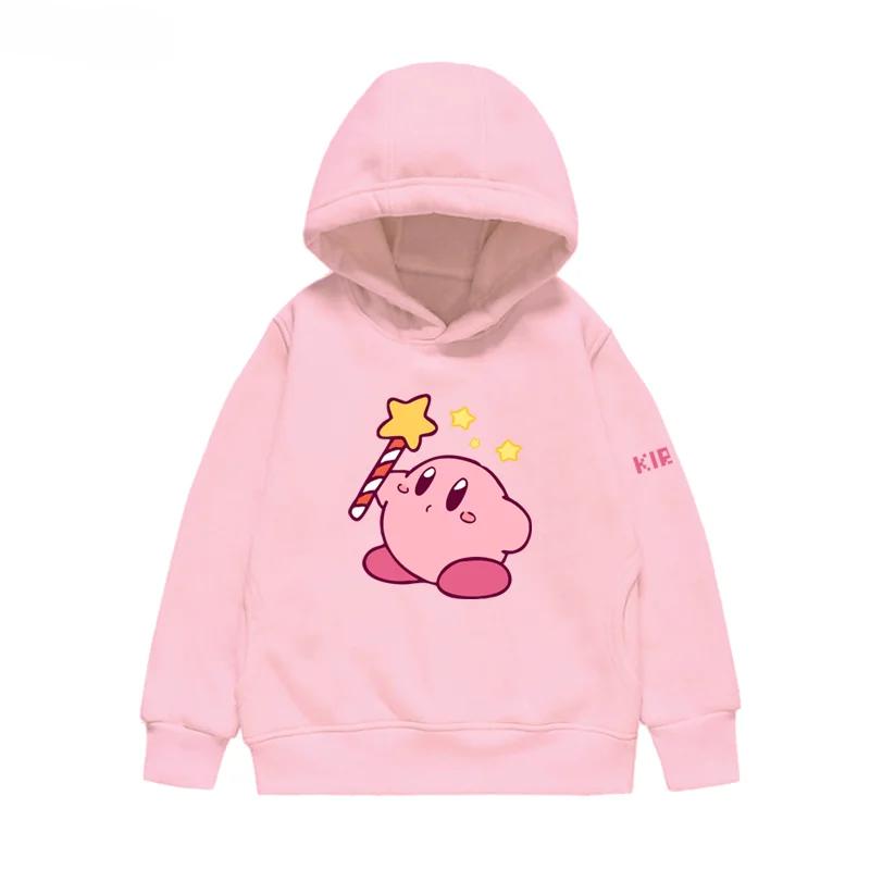 2025 Niedliche Kirby Hoodies Jungen Kleidung Kinder Kinder Jungen Kleidung Rundhals Sweatshirt Mädchen Kleidung 4 bis 14 Jahre Hoodies 100 gold