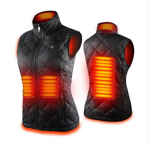 Damen 9 Heizzonen Beheizte Weste Elektrische Beheizte Jacken Damen Sportbekleidung Beheizter Mantel Graphen Wärme Mantel USB Heizjacke für Camping M schwarz