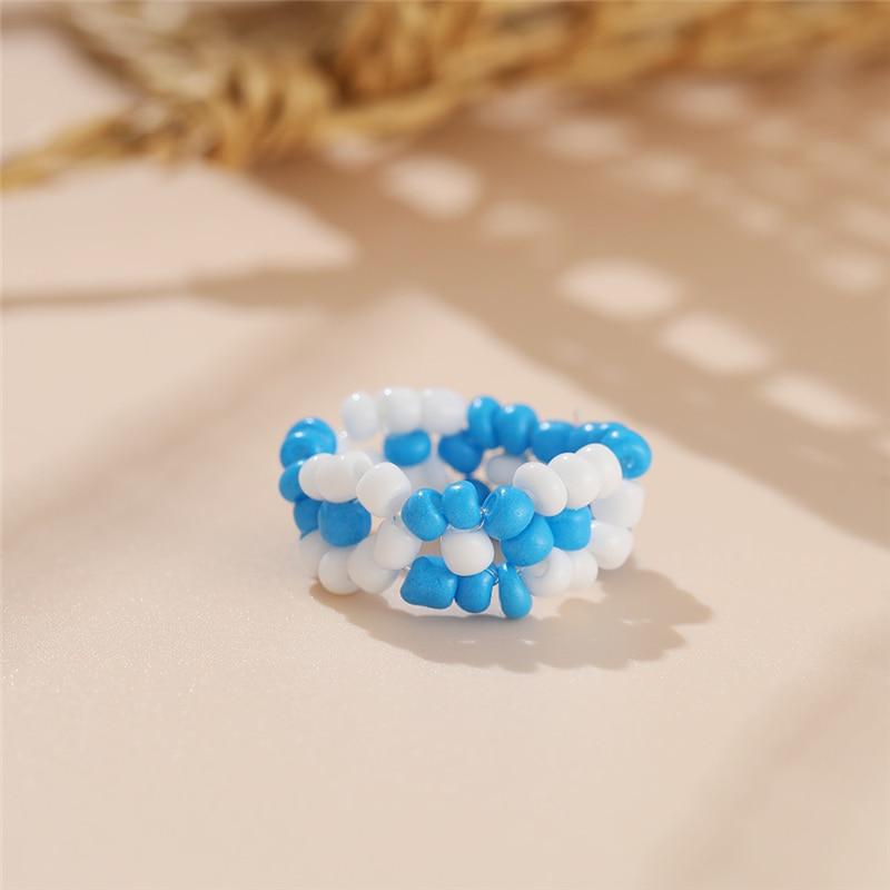 WENN ICH Böhmische Handgemachte Bunte Blume Herz Perlen Ringe für Frauen Nette Koreanische Transparent Harz Acryl Perlen Ringe Schmuck 5392104