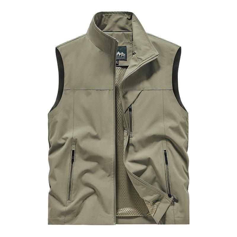 Herrenweste, Frühling und Herbst, Mehrfachtasche Outdoor Schnelltrocknend, Freizeit Sport Arbeitskleidung Weste für mittleres Alter XXL