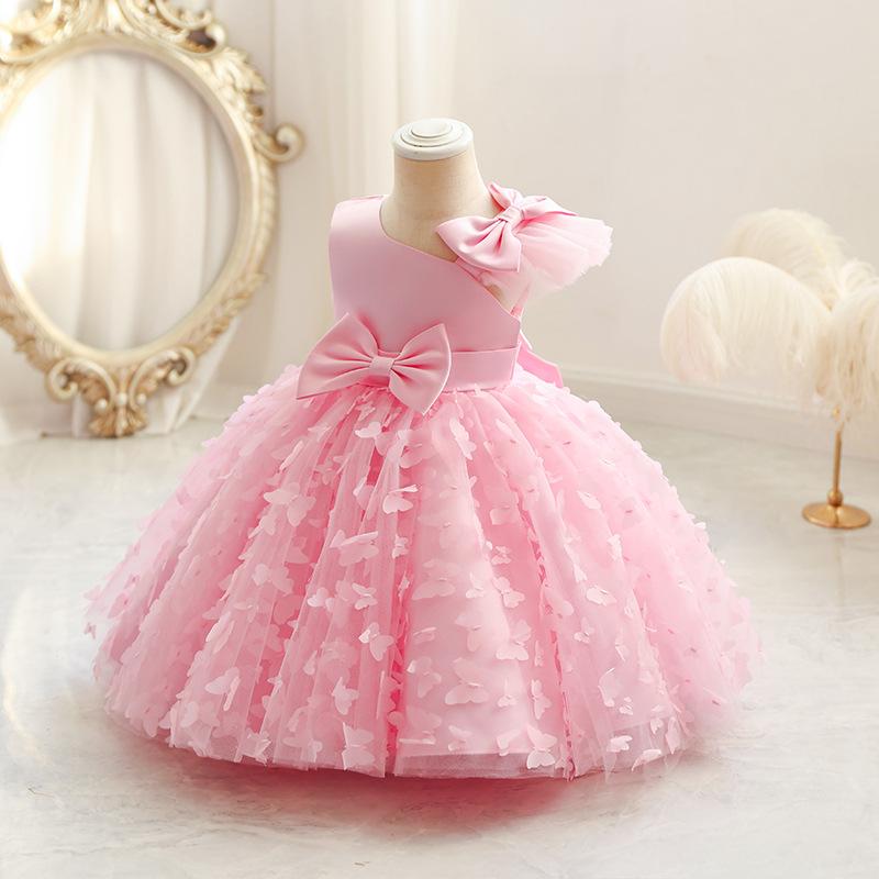 Mode Party Mädchen Prinzessin Kleid Mesh Kinder Kleid Neue Mittlere Kinder Ponton Kleid Geburtstag Jahr Alt Kleid Kleid 100cm rosa