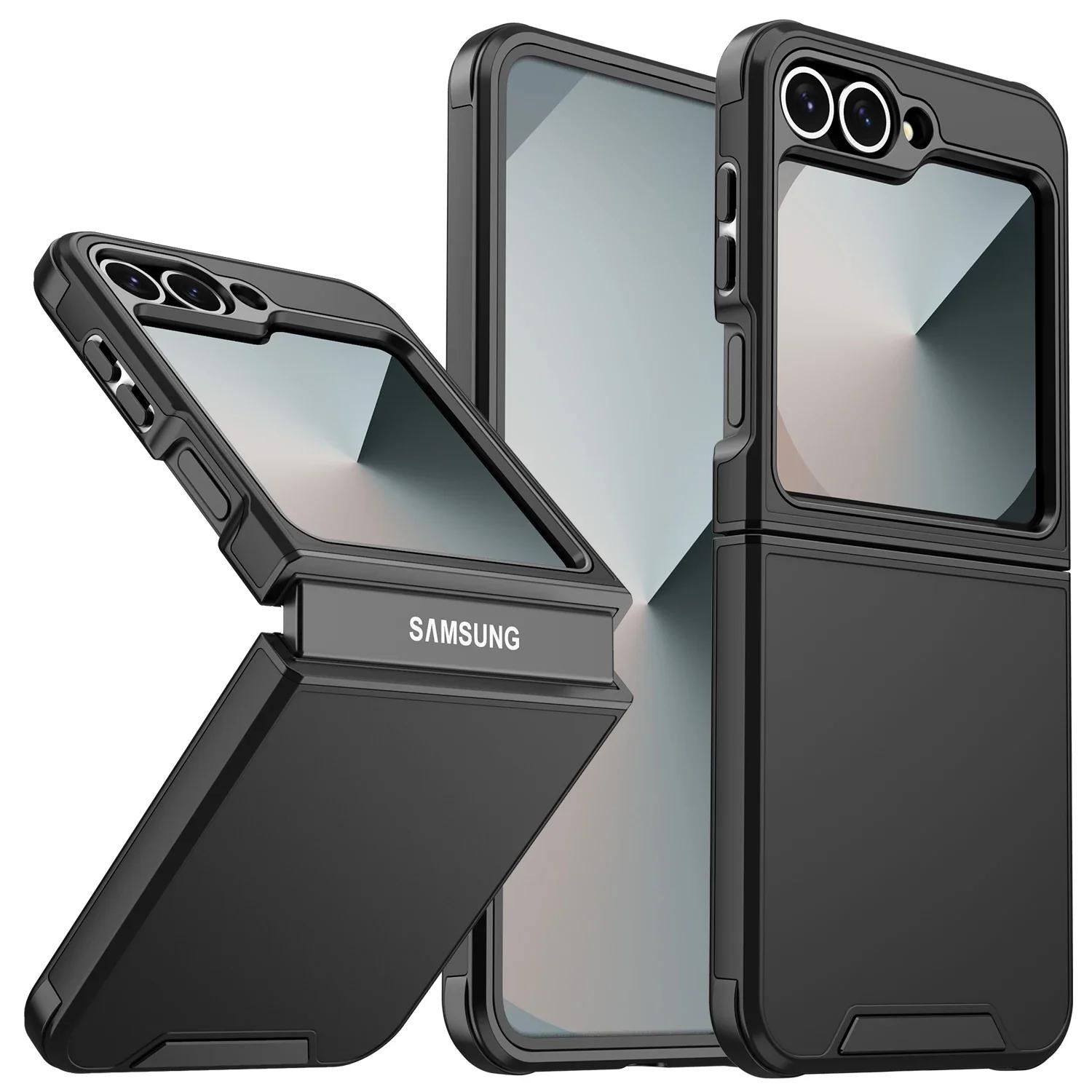 Luxuriöse Neue Matte Kabellose Lade Hülle Schutzhülle für Samsung Galaxy Z Flip 7 6 5 4 Flip7 Flip6 Flip5 Flip4 5G Stoßfest For Galaxy Z Flip 5 gray