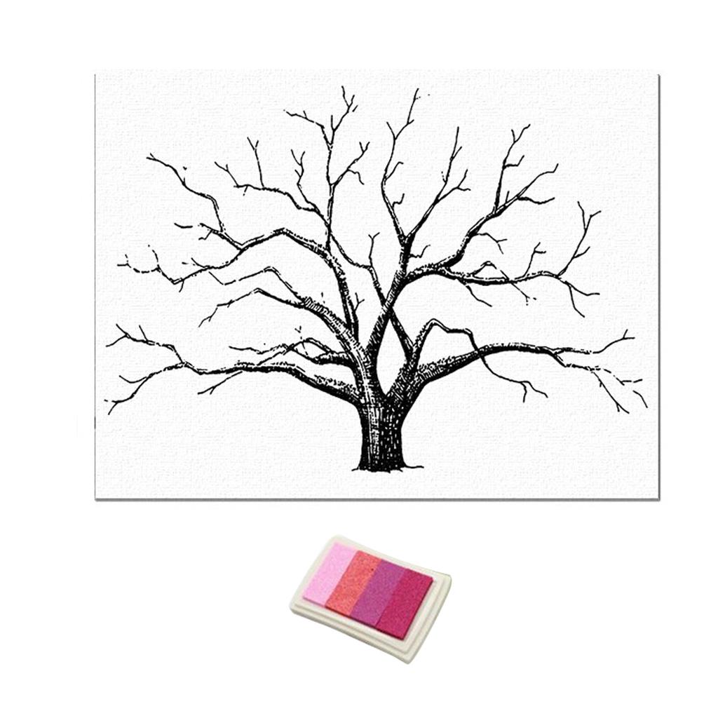 Hochzeit Fingerabdruck Baum Fingermalerei Hochzeit Gästebuch Grün 30x40cm rosa