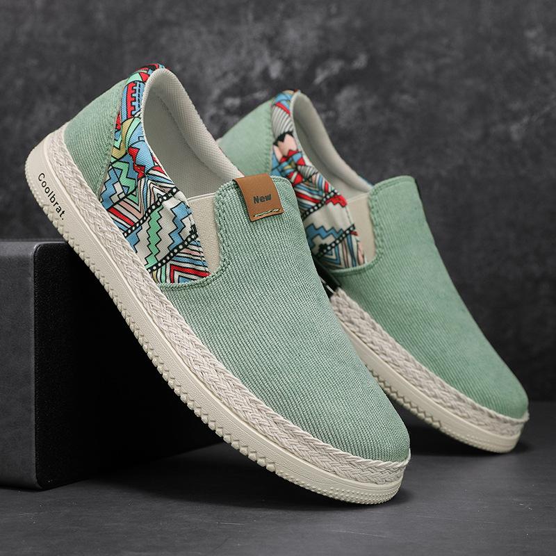 Flache Canvas-Schuhe für Herren Fischer Leinenstoff Slipper Sommer Herren Sneaker Schuhe im neuen Stil Sneaker Herren Freizeitschuhe Mann 44 grün