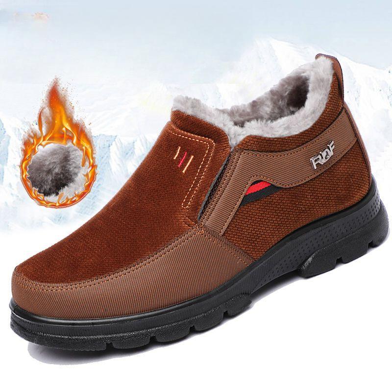 Winterschuhe Herren Casual Plus Size Baumwollstiefel Gepolsterte Herrenschuhe Große Größe 39-48 39 braun