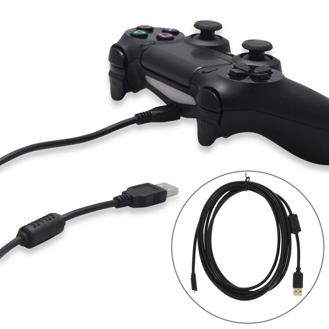 300 cm langes Ladekabel für PS4-Controller, USB-Ladegerät, kabelloses Joystick-Spielkabel schwarz