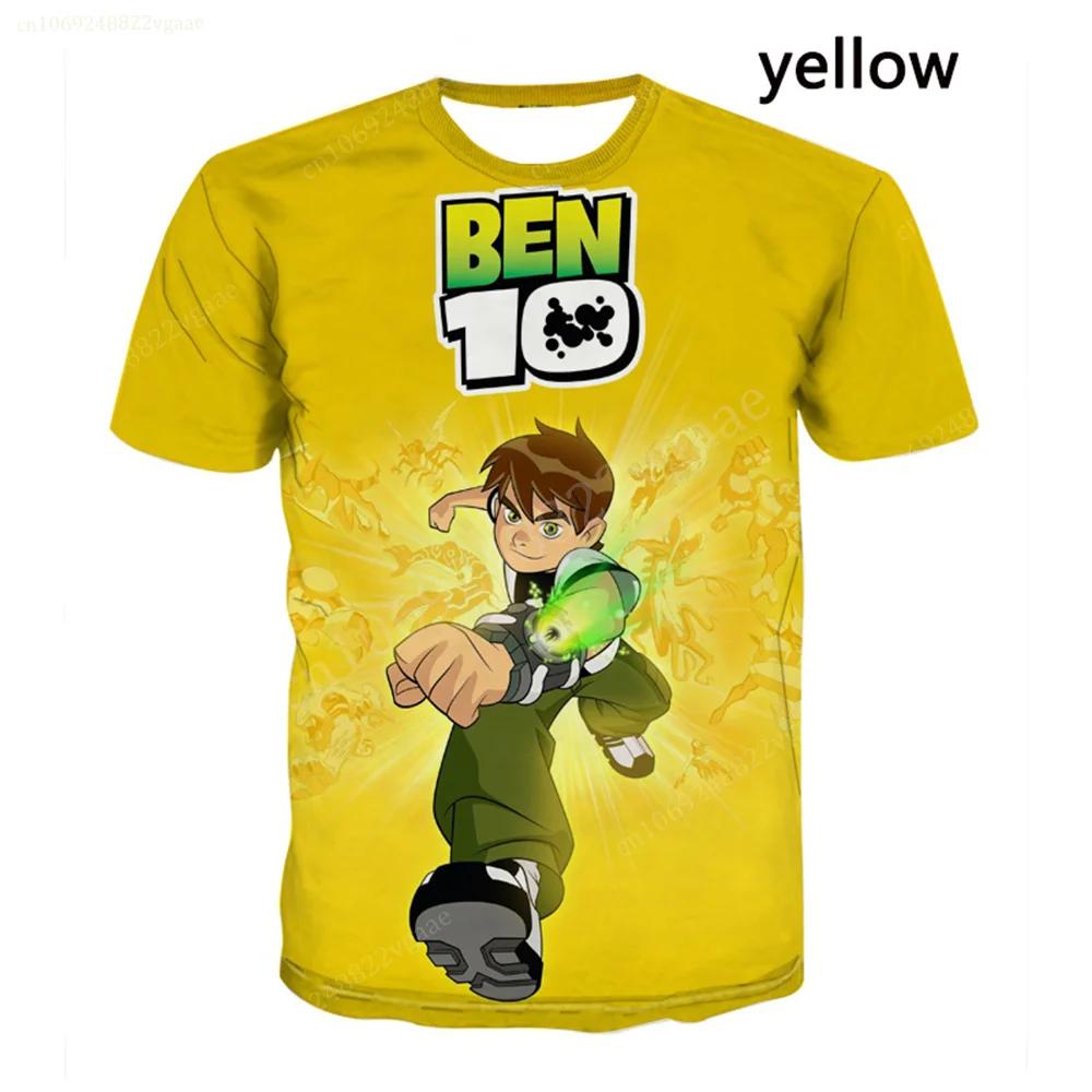 Sommer Ben Tennyson 10 T-Shirt Cartoon Jungen Mädchen T-Shirt Kinderkleidung Kinderkleidung T-Shirts Kostüm Trainingsuniform 150cm yellow