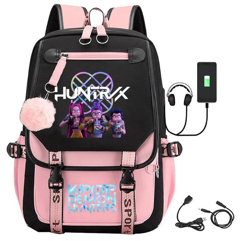 KPOP Hexe Jagd Film Merchandise bedruckter Rucksack Rucksack Rucksack für Studenten auf dem Campus mit Pelzkugel Rucksack KTB