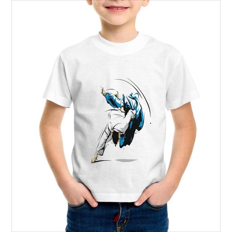 Kinderbekleidung Jungen T-Shirt Kurzarm Tops Mädchen T-Shirt Lässig Judo-Druck Rundhals Mode Kinder Sommerkleidung Jungenkleidung 150