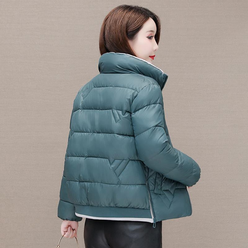 Neue Mittlere Altersgruppe Damen Übergröße Baumwollgepolsterte Jacke Kurz Daunen Baumwollgepolsterte Jacke Winter Baumwollgepolsterte Jacke Damenmantel 3XL grün