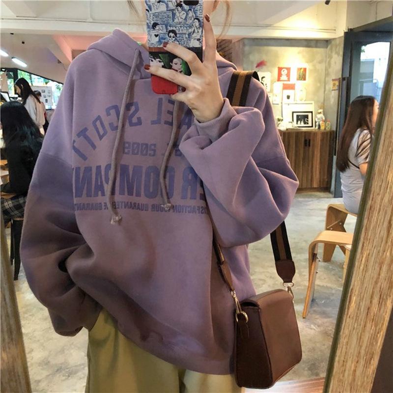 Goth Harajuku Hoodies Damen Anime Übergroßes Sweatshirt Graffiti Cartoon Print Streetwear 2XL violett