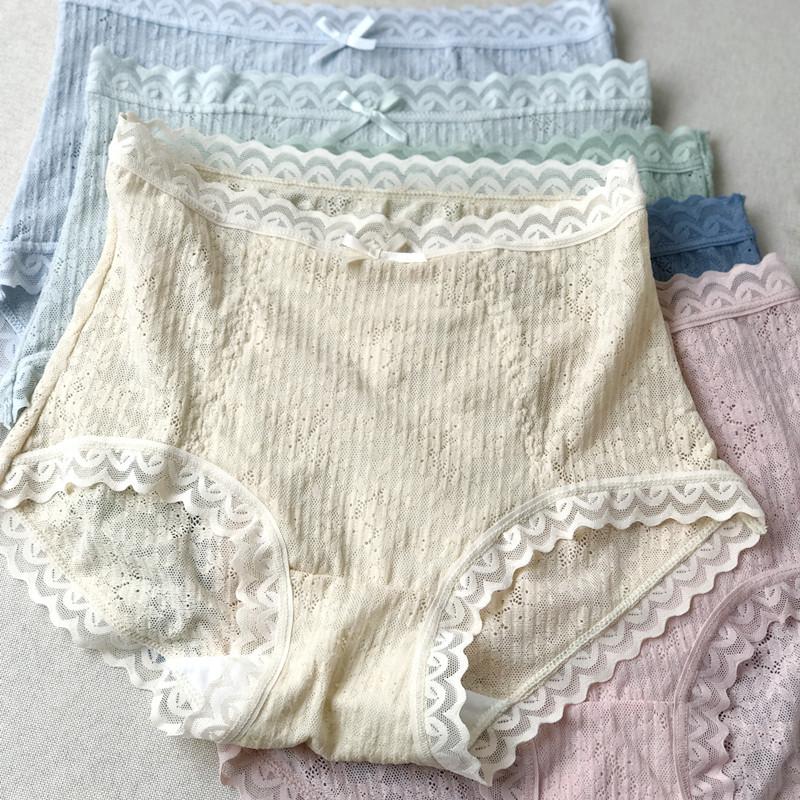 5 Stück/Los Baumwolle Damen Unterwäsche Slips Hohe Taille Slips Einfarbig Atmungsaktive Unterhosen Nahtlose Weiche Lingerie Mädchen 5pc XXL bunt