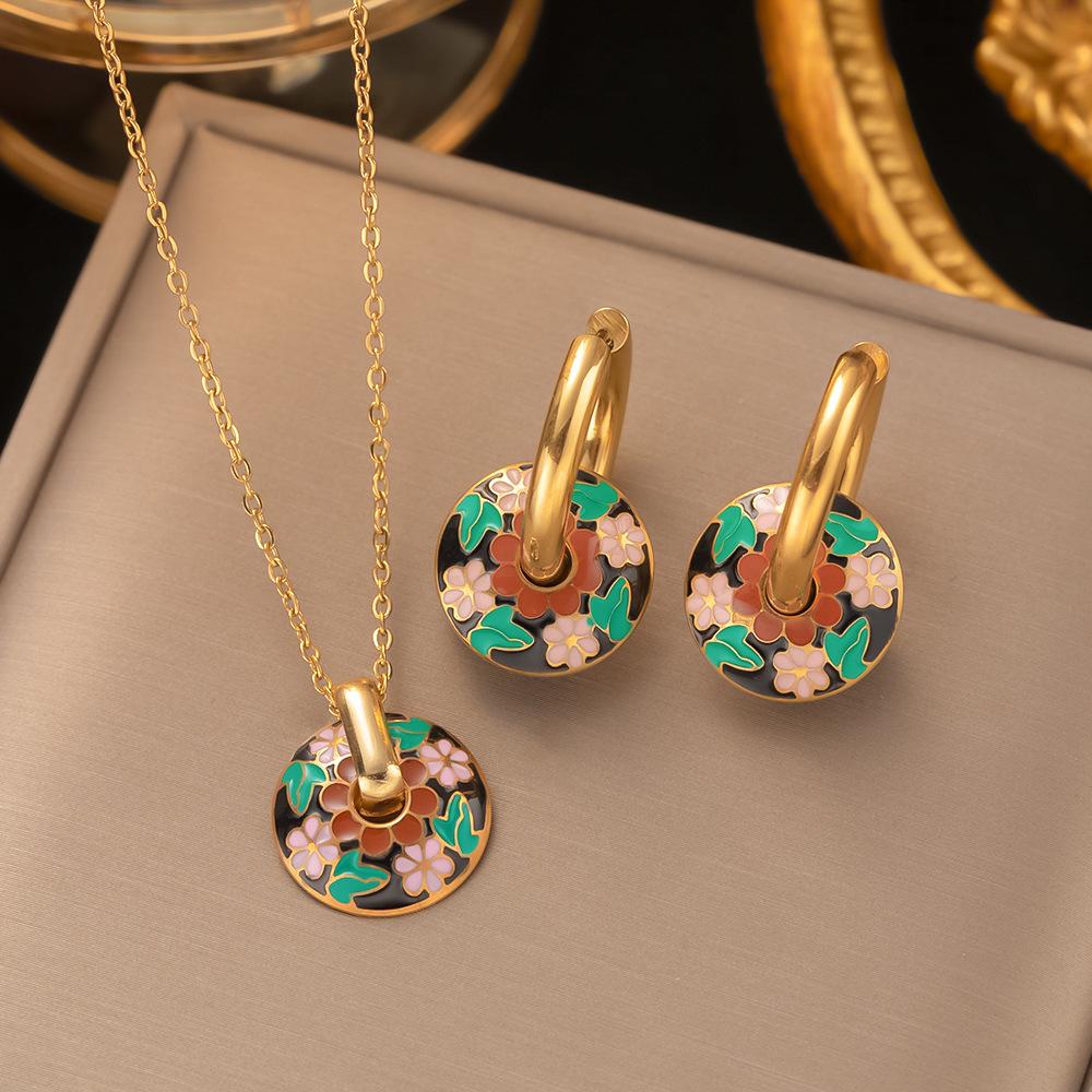 Halskette Ohrringe Schmuckset Premium Titan Stahl Ohrringe Damen Schmuckset
