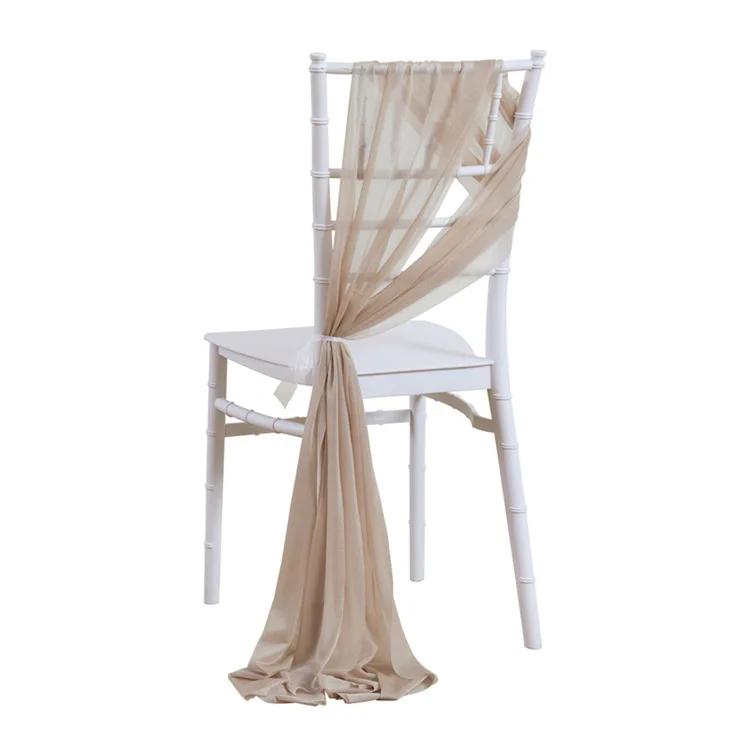 10/50 Stück 17x250cm Glänzende Chiffon-Stuhlschärpen Set Schärpe Gaze Hochzeit Stuhlhussen Band Hochzeit Party Gang Stuhl Dekoration 50pcs hellbraune