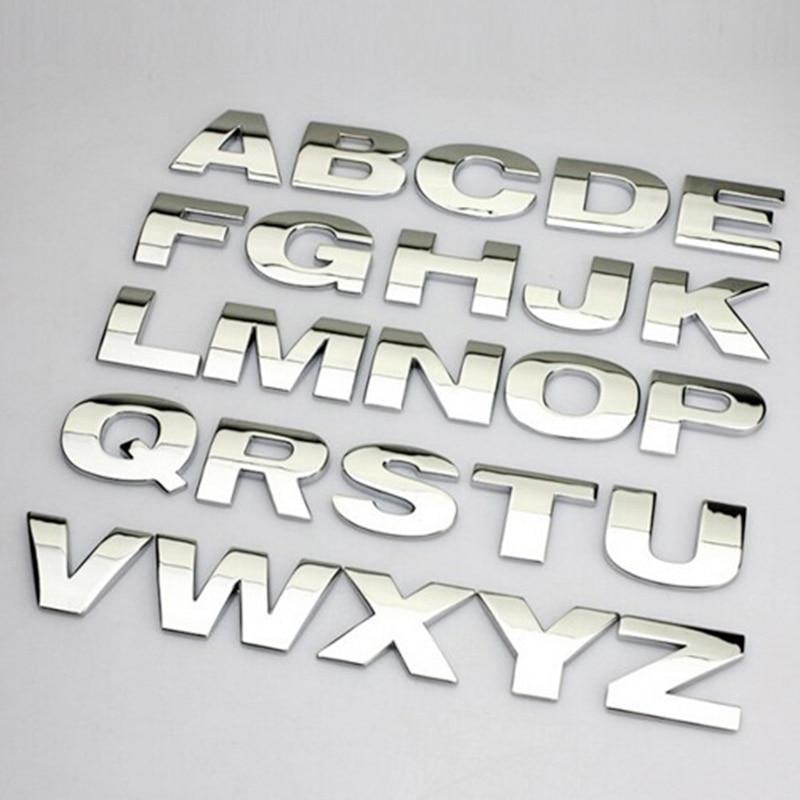 3D Metall Alphabet Silber Abzeichen Chrom Silber Buchstaben Zahlen Logo Auto Aufkleber Automobile Aufkleber 0 silber