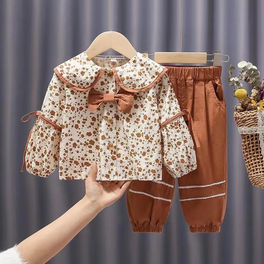 Kinder Frühjahr und Herbst Freizeitanzug Kinderkleidung Dreiteilige Sets Herbst Mädchen Babyanzug Babykleidung Mädchen 110 khaki