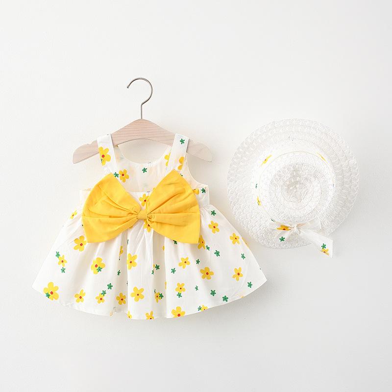 37 farben Sommer Kleidung Baby Mädchen Strand Kleider Lässige Mode Druck Nette Schleife Blume Prinzessin Kleid Neugeborenen Kleidung Set 12-24m