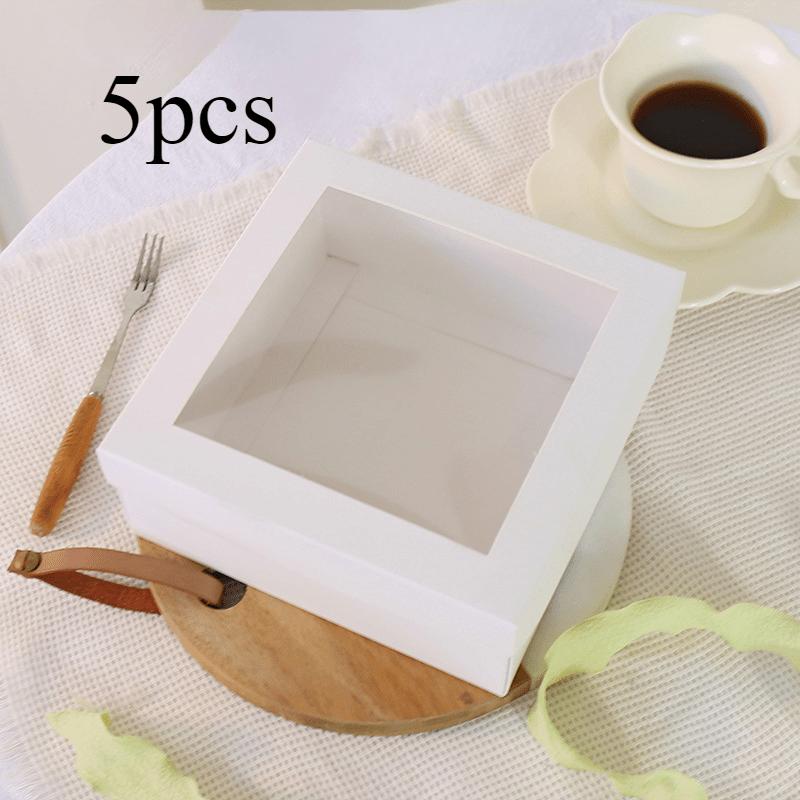 5 Stück, Kuchenverpackungsbox mit Fenster, Weißbrotbox 4 Zoll/5 Zoll, Kuchenbox-Behälter für Kuchen, Gebäck, Kekse, Geburtstagsfeiern, Hochzeiten 5pcs