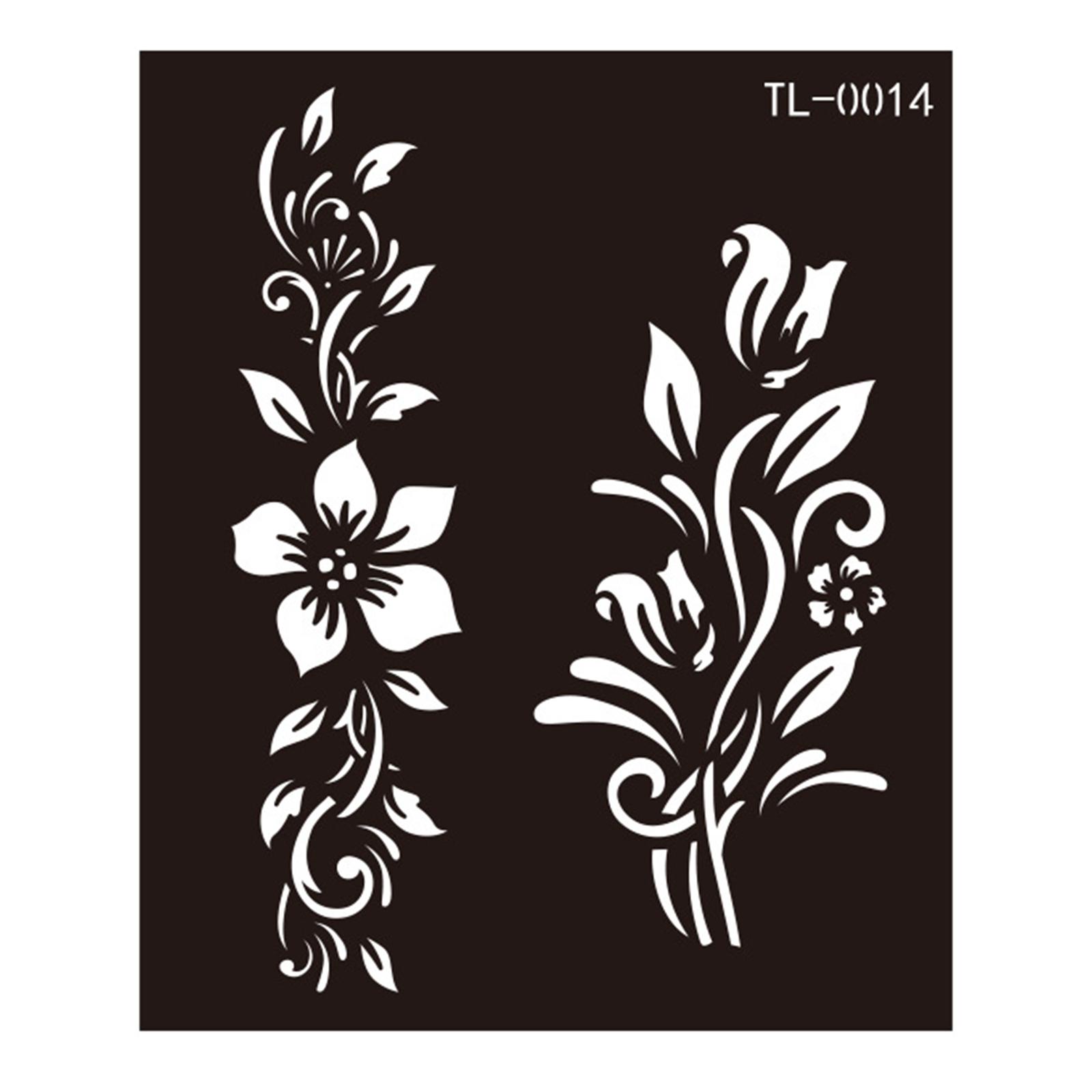 Henna-Tattoo-Schablonen, Körperkunst, Gesichtsbemalung, Schablonen, Henna-Tattoo-Designs, Vorlagen, temporäre Tattoo-Aufkleber, wiederverwendbar 14