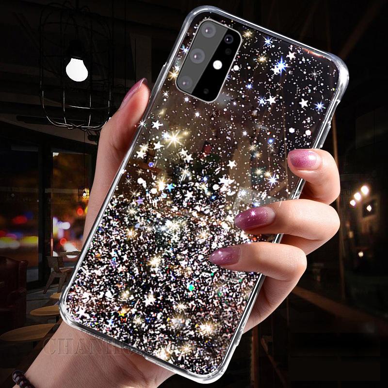 Bling Soft Glitzer Hülle für Samsung Galaxy A51 A71 A50 A70 A30 A40 A20 A10 S20 S10 S9 S8 Note10 Plus Samsung Galaxy S20 Plus schwarz