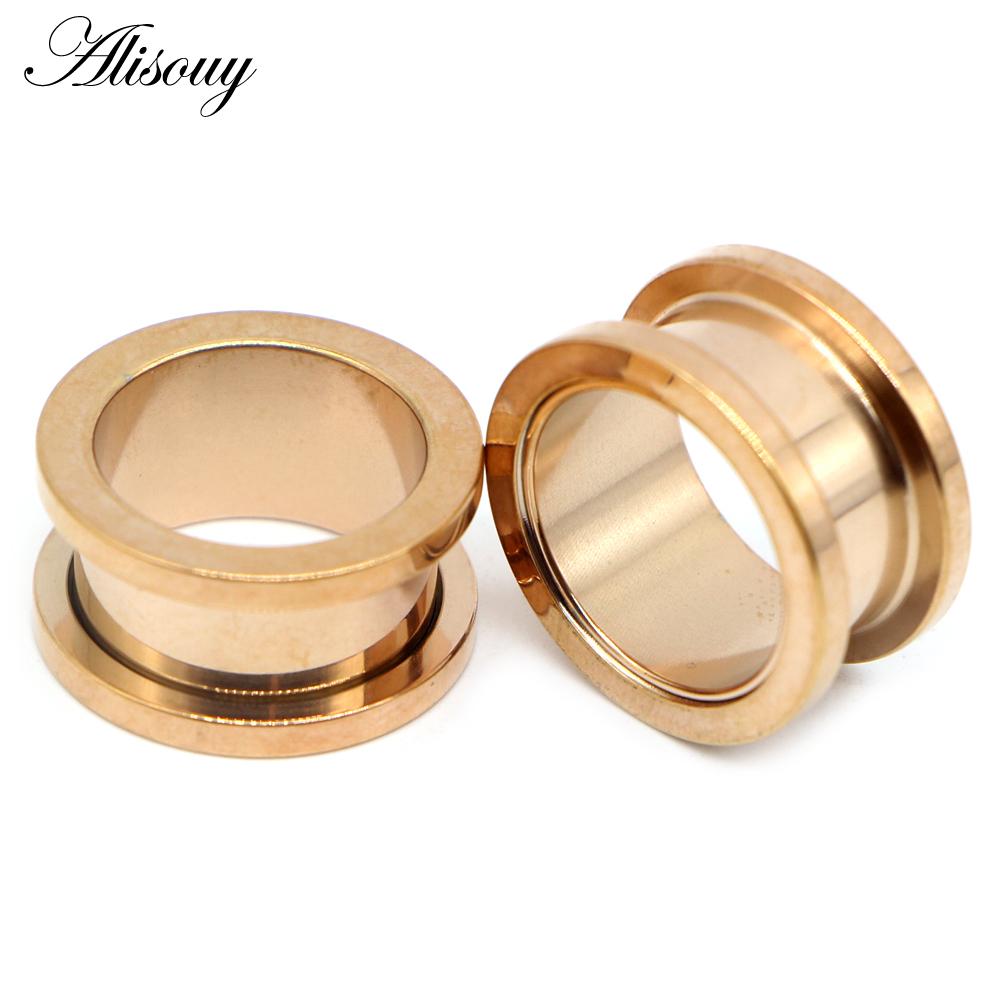Alisouy 2 Stück 2–30 mm Ohrmessgeräte, 316L Edelstahl, Ohrtunnel, Piercing-Schmuck, Ohrdehner, Expander-Stecker und Tunnel 3mm rose gold