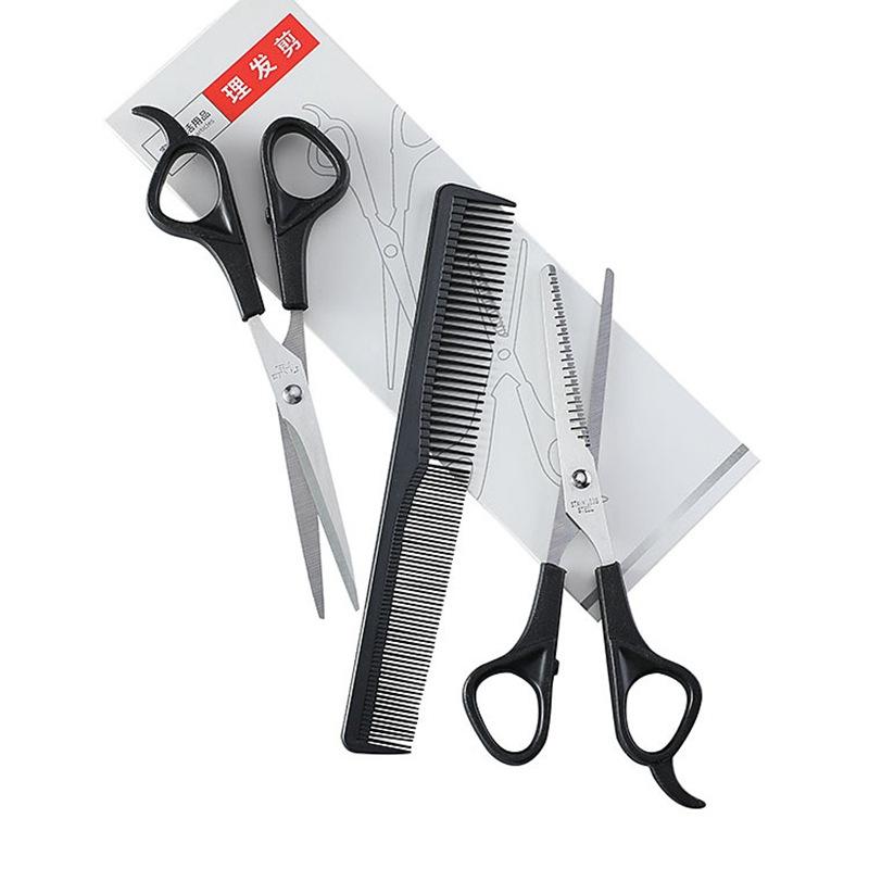 3PCS Friseur Schere 6 Zoll Schere Kit Werkzeug für Schneiden Ausdünnendes Haar Kamm Barber Zubehör Salon Friseur Scheren schwarz