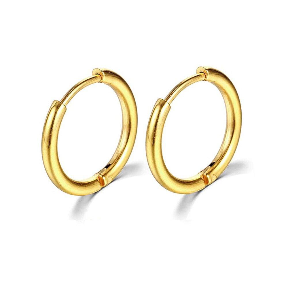 Minimalismus Kleine Creolen Für Frauen Männer Gold Farbe Edelstahl Runde Kreis Ohrring Anti-allergie Party Schmuck 8MM gold