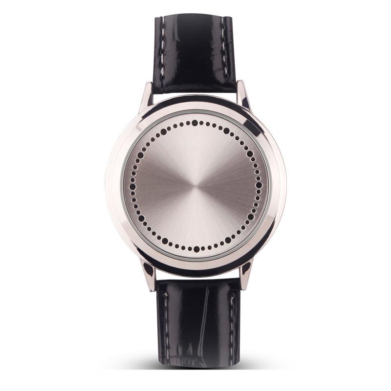 LED Touchscreen Leuchtende Elektronische Uhr Einzigartiges Baumzifferblatt Leder Digitale Uhren Wasserdichte Uhr Reloj Hombre Saat Relogio graue