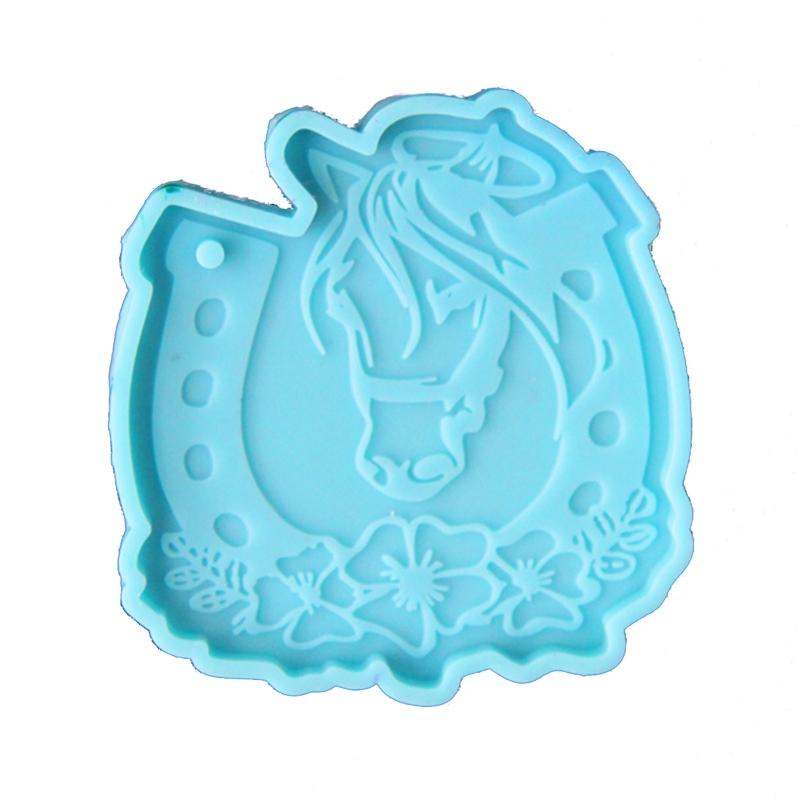 Schlüsselanhänger-Form für Harz, Hufeisen-Blütenform, Schlüsselanhänger, Epoxid-Silikonformen mit Aufhängeloch für den Schlüsselanhänger