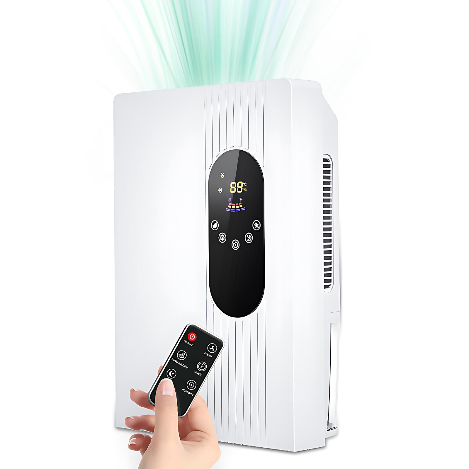2-in-1 Luftentfeuchter und Luftreiniger mit Ablaufschlauch Fernbedienung LCD Touchscreen Luftfeuchtigkeit EU plug weiß