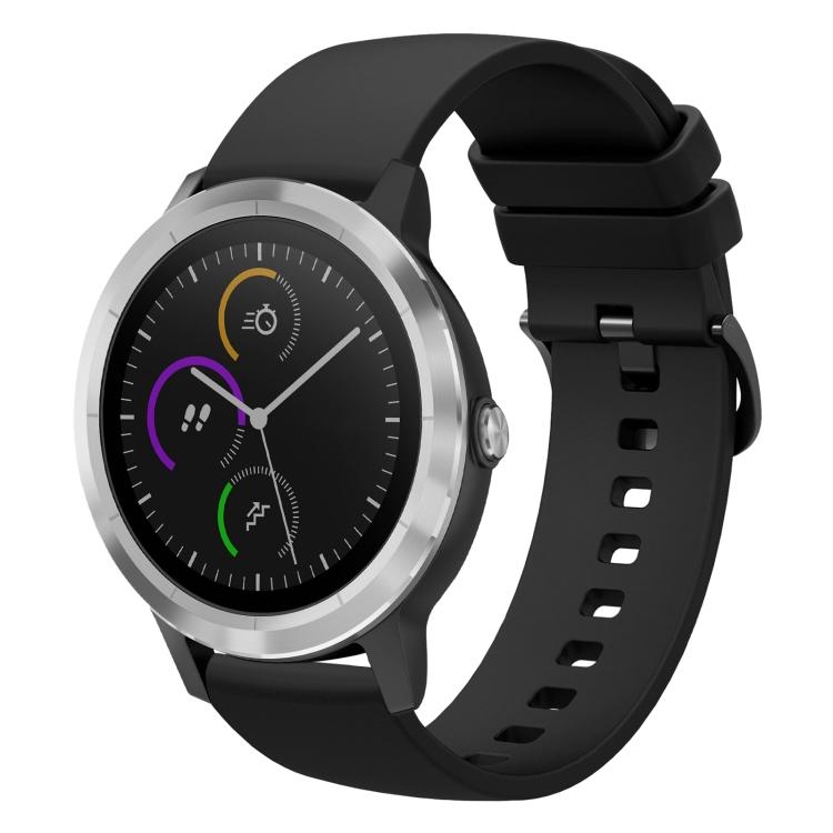 Für Garmin Vivoactive 3 20mm Einfarbige Weiche Silikon-Uhrenarmband For Garmin Vivoactive 3 schwarz