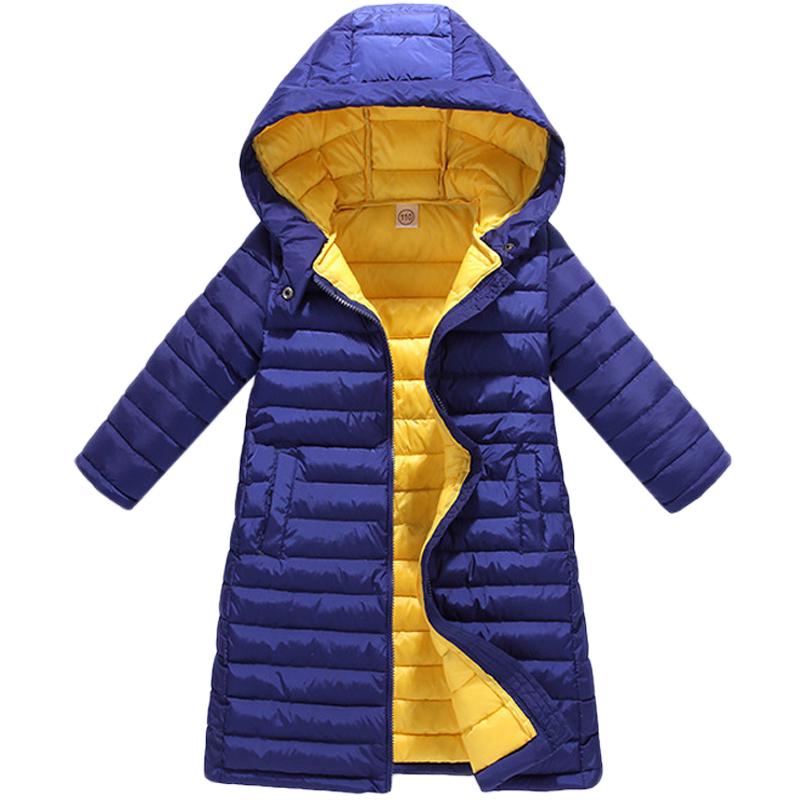 Herbst Winter Kinder Baumwolle knielange Kleidung Oberbekleidung Jacke für Jungen Mädchen Kleidung Baumwolle gefütterte Kapuze Kindermantel Kinder Kleidung Parkas 130cm navy blau
